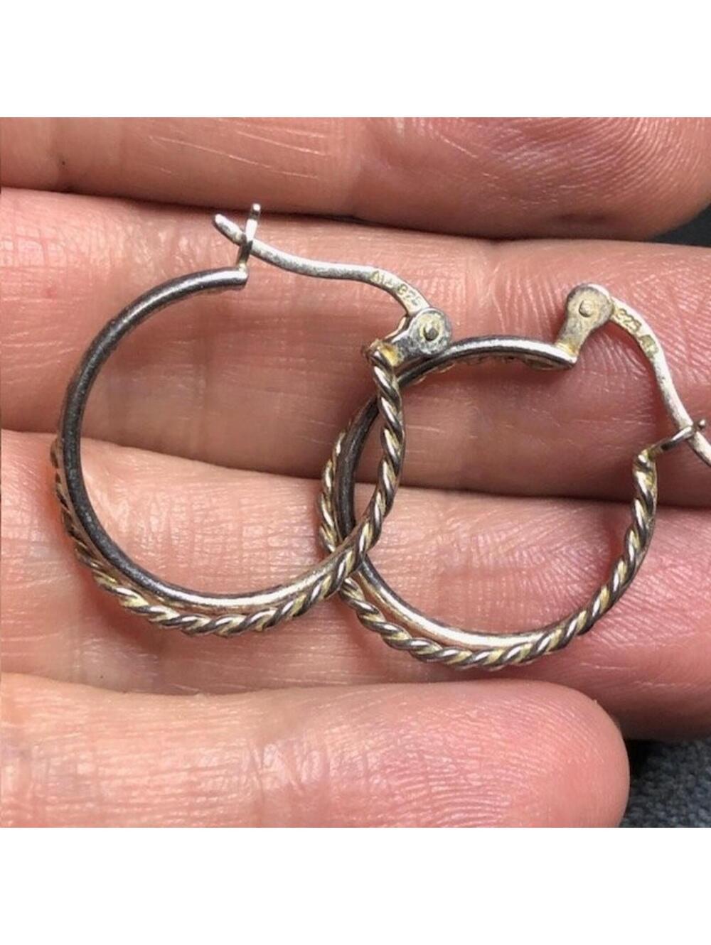 B2942 ATI Sterling Silver 925 Hoop Earrings Approx 1" Twisted Rope 2.8g